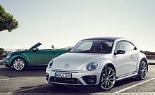 Die neuen Beetle - hier als Cabriolet Design und Coupé R-Line - ab sofort bestellbar. Fünf Benzin-und Dieselmotoren zwischen 105 und 220 PS stehen zur Auswahl.